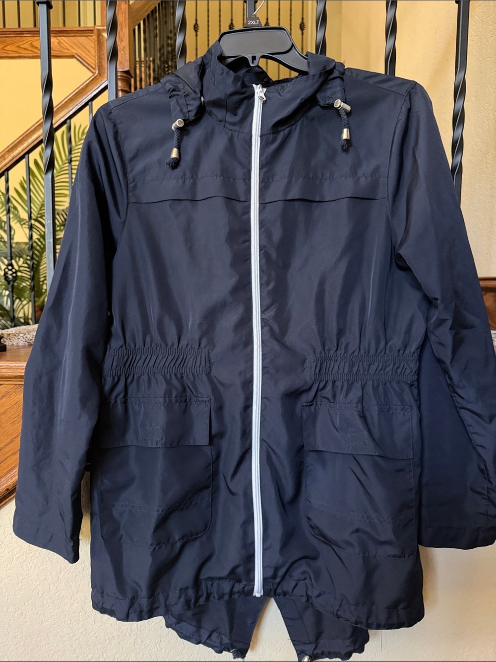 Boohoo black Hooded Zip-Front Raincoat
